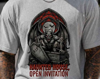 Halloween Haunted House Graphic Tee, Spooky Season Tee, Haunted Attraction Shirt, Gothic Halloween Gift