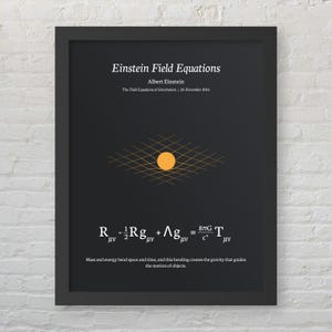 Stampa di equazioni di fisica, matematica e scienze - Equazioni di campo di Einstein - Poster stampabili per decorazioni per stanze minimaliste moderne - Download digitale