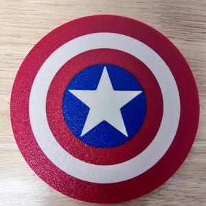 Captain - America - Inspired Shield Coasters – 3D Printed PLA – Set of 4 or 6 with Holder