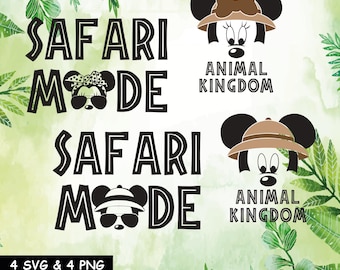 Mickey y Minnie, Mickey Safari, Mickey Wild Life, Modo Safari, Reino Animal - 4 SVG y 4 PNG, Descarga instantánea - Fondo transparente