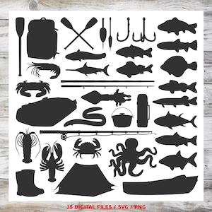 35 Fishing SVG / Fishing Euipments  / Fisherman - 35 SVG Files - Instant Download