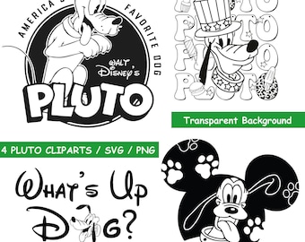 Pluto, Pluto Clip Arts, Pluto Outline - 5 SVG & 5 PNG Files, Instant Download, Transparent Background