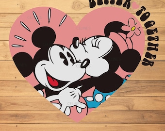 Amor de Mickey y Minnie, Corazón de Mickey y Minnie, Mickey y Minnie Retro, Mejor juntos, Frases de amor - Archivos SVG y PNG - Descarga instantánea