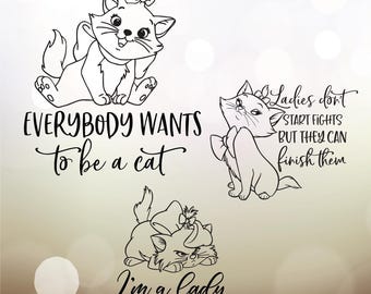 Aristocats Clipart, Aristocats Outline, Aristo Cat, Marie, Marie Svg - 3 SVG& 3 PNG File - Instant Download - Transparent Background