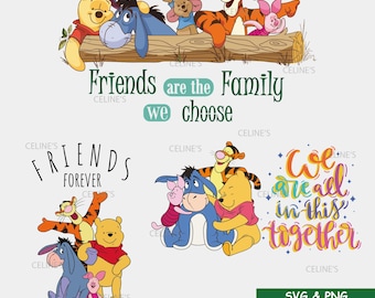 Pooh Friends Cartoon SVG & PNG: Cliparts de sublimación (descarga instantánea)