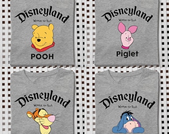 Pooh Friends, Pooh Disneyland Tee, Piglet Disneyland, Tigger Disneyland, Eeyore Disneyland - 4 SVG & 4 PNG - Instant Download