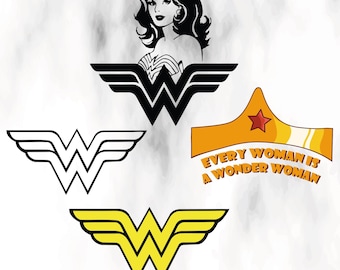 Mujer Maravilla, logotipo de la Mujer Maravilla, superhéroe, inspiración de la Mujer Maravilla - 4 archivos SVG y 4 PNG - Descarga instantánea - Fondo transparente