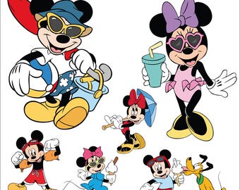 Archivos SVG y PNG de Mickey y Minnie para el verano (Descarga instantánea)