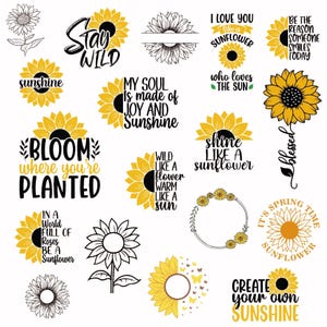 Sunflower SVG Bundle, Sunflower Png, Sunflower Quotes, 18 SVG & 18 PNG Files -  Instant Download