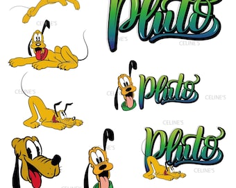 Pluto, Pluto Clip Arts, Vacay Mode, Magic Kingdom - 8 SVG & 8 PNG Files, Instant Download