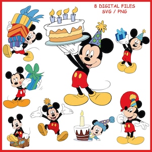 Mickey Birthday, SVG & PNG, Instant Download, Transparent Background