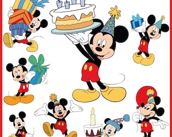 Mickey Birthday, SVG & PNG, Instant Download, Transparent Background