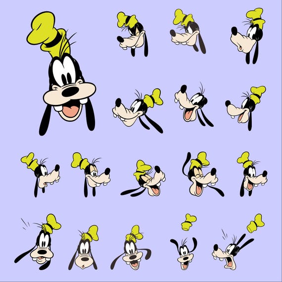 Goofy Head, Goffy Face - 16 SVG & 16 PNG - Instant Download - Etsy
