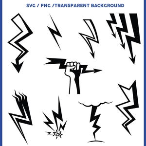 Lightning, Lightning Bolt, Flash, Lightning Clipart - SVG & PNG Files, Instant Download, Transparent Background