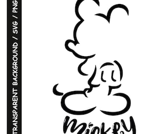 Silueta de Mickey, archivos SVG y PNG, descarga instantánea, fondo transparente