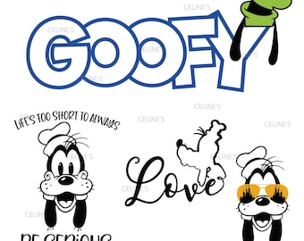 Contorno de cabeza de Goofy, Goofy divertido, camiseta de Goofy, camiseta de Goofy, Goofy retro, logotipo de Goofy - 4 SVG y 4 PNG, transparente (descarga instantánea)