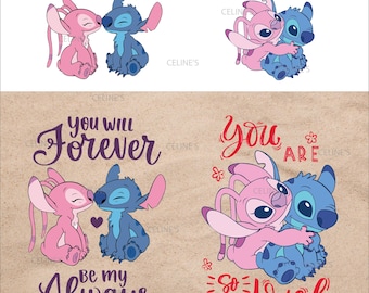 Stitch and Angel, Stitch, Stitch Couple, Stitch Love, Angel, Stitch Tshirt, Couple Shirt Design - Matching Tee - Instant Download