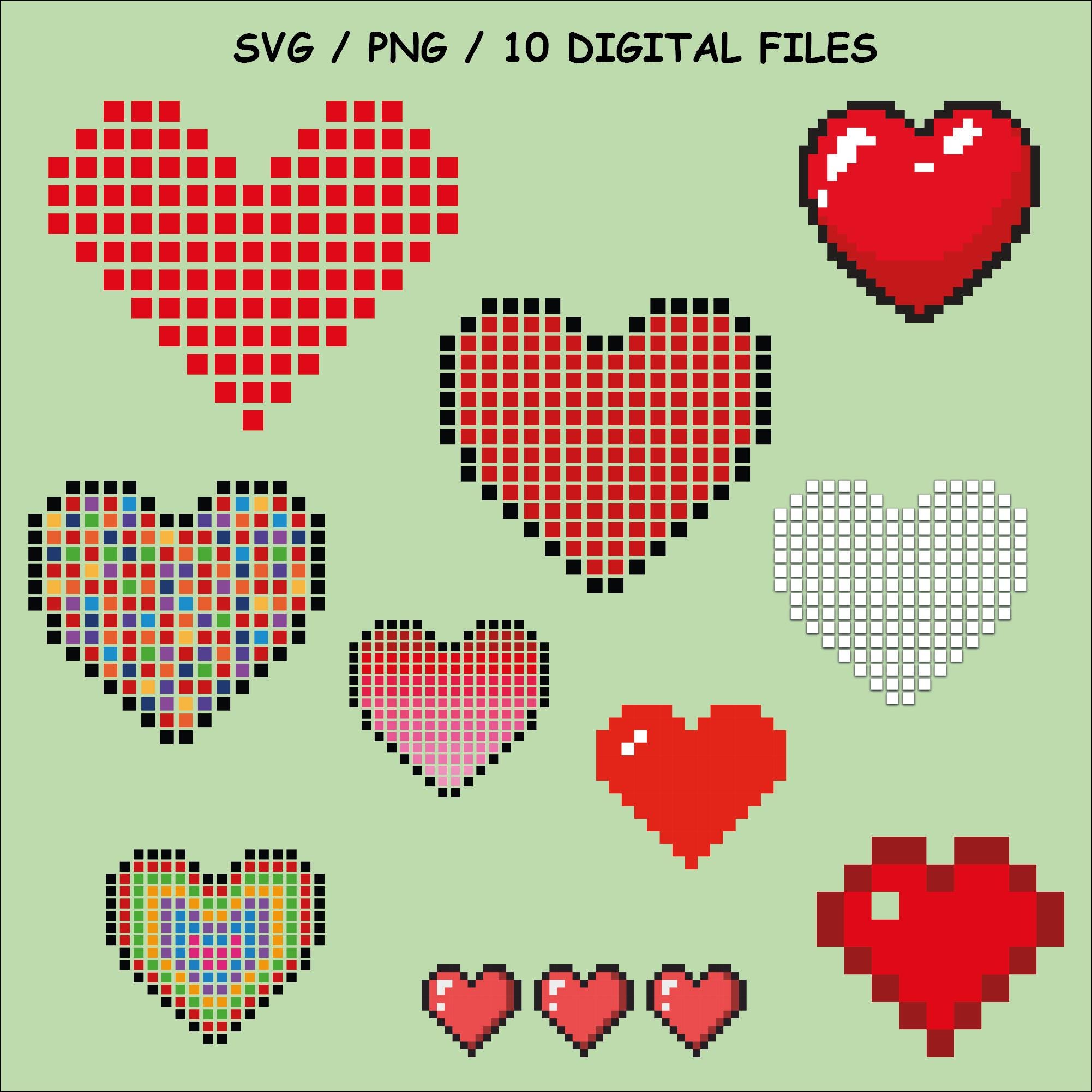 Pixel Hearts, Heart, Couple, Love, Love Sign, Heart Sign - 10 SVG