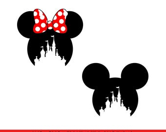 Disney Mickey Head, Disney Minnie Head, Disney Magical Castle, Disney trip - 2 SVG & 2 PNG Files - Instant Download - Transparent Background