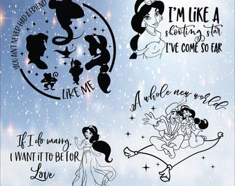 Jasmine, Jasmine Princess, Jasmine and Alaaddin, Aladdin, Princess Shirt, 4 PNG & 4 SVG Files - Instant Download - Transparent Background