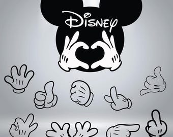 Mickey Hands SVG, Mouse Hands Svg, Mouse Gloves, Mouse Hands Silhouette -  10 SVG & 10 PNG Files, Instant Download, Transparent Background