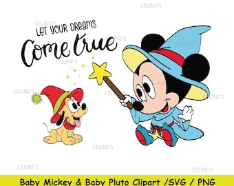 Baby Mickey, Baby Pluto, Mickey and Pluto, Disney, Baby Cartoon, Inspirational Quote - SVG & PNG File - Instant Download