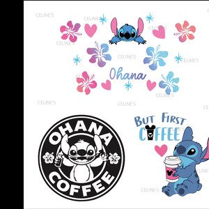 Stitch, Stitch Coffee, Stitch Tumbler Wrap, 24oz Cold Cup Wrap, Coffee Lover, Coffee Quote - Instant Download - 3 SVG - 3 PNG image 2