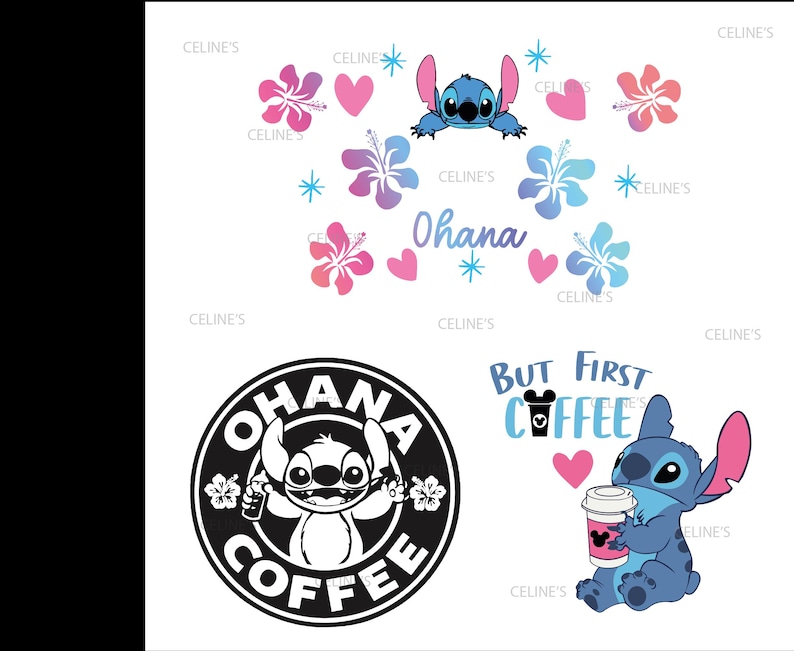 Stitch, Stitch Coffee, Stitch Tumbler Wrap, 24oz Cold Cup Wrap, Coffee Lover, Coffee Quote - Instant Download - 3 SVG - 3 PNG image 2
