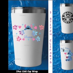 Stitch, Stitch Coffee, Stitch Tumbler Wrap, 24oz Cold Cup Wrap, Coffee Lover, Coffee Quote - Instant Download - 3 SVG - 3 PNG image 1