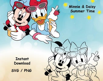 Minnie, Daisy, Minnie Summer, Summertime - 2 SVG y 2 PNG - Descarga instantánea, fondo transparente