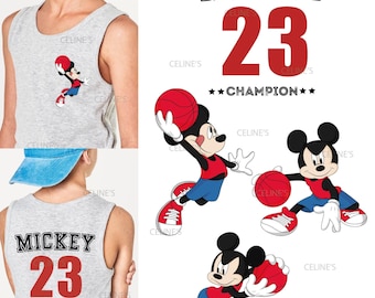 Mickey Baloncesto, Camiseta de Mickey, Camisa de Mickey, Mickey Sport, Mickey Doble Cara - 4 archivos SVG, 4 PNG (Descarga instantánea)