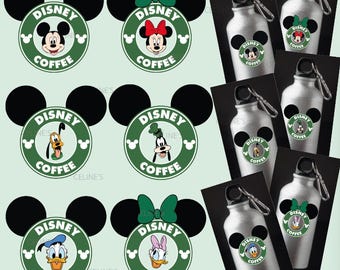 Disney Coffee, Mickey Coffee Wrap,  Minnie Coffee Wrap, Disney Tumbler Wrap - Instant Download - 6 SVG & 6 PNG - Transparent Background