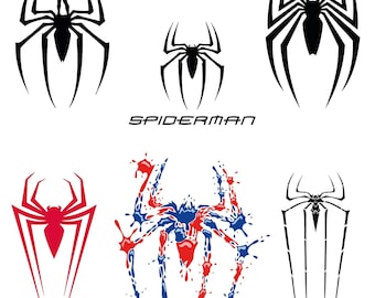 Clipart do logotipo do Homem-Aranha, 6 arquivos PNG (download digital)