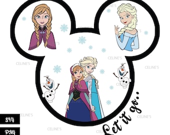 Frozen, Frozen Mickey, Elsa, Anna, Elsa and Anna, Olaf - Transparent Background - PNG File - Instant Download