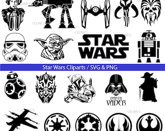Star Wars, Star Wars Characters - 19 SVG & 19 PNG - Instant Download, Transparent Background