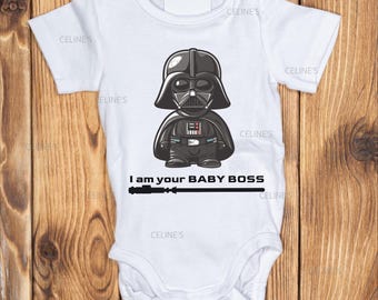 Ropa de bebé Dart Vader, Star Wars, Ropa divertida de bebé de Star Wars, Body para recién nacido, Archivos PNG para imprimir - Descarga instantánea