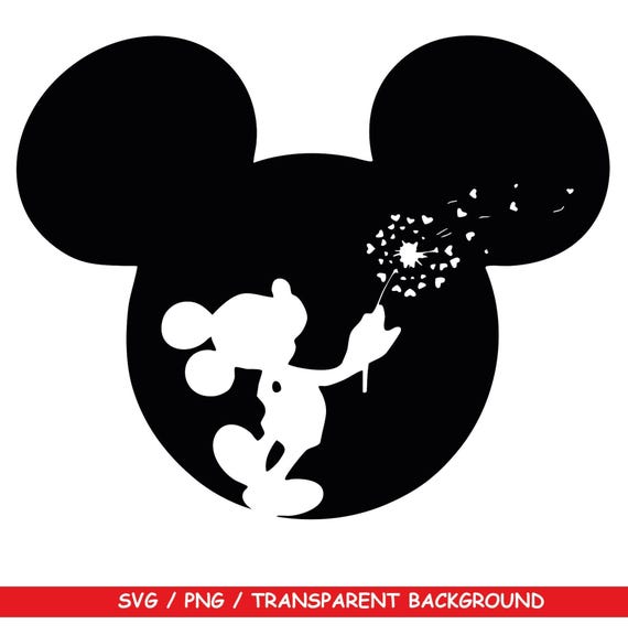 ミッキーのタンポポのシルエット、SVG および PNG ファイル（即時