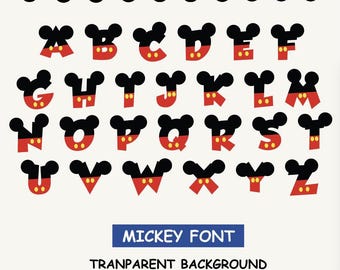 Mickey Font, Mickey Birthday Font, Mickey Alphabets - SVG & PNG Files - Instant Download