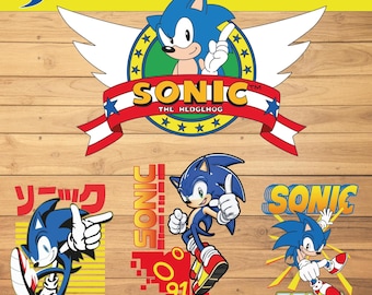 Retro Sonic, Sonic Logo, Retro Games, Sonic Svg, Sonic Png - 5 SVG & 5 PNG File - Instant Download