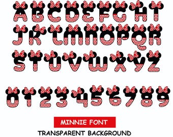 Minnie Font, Minnie Birthday Font, Minnie Alphabets - SVG & PNG Files - Instant Download