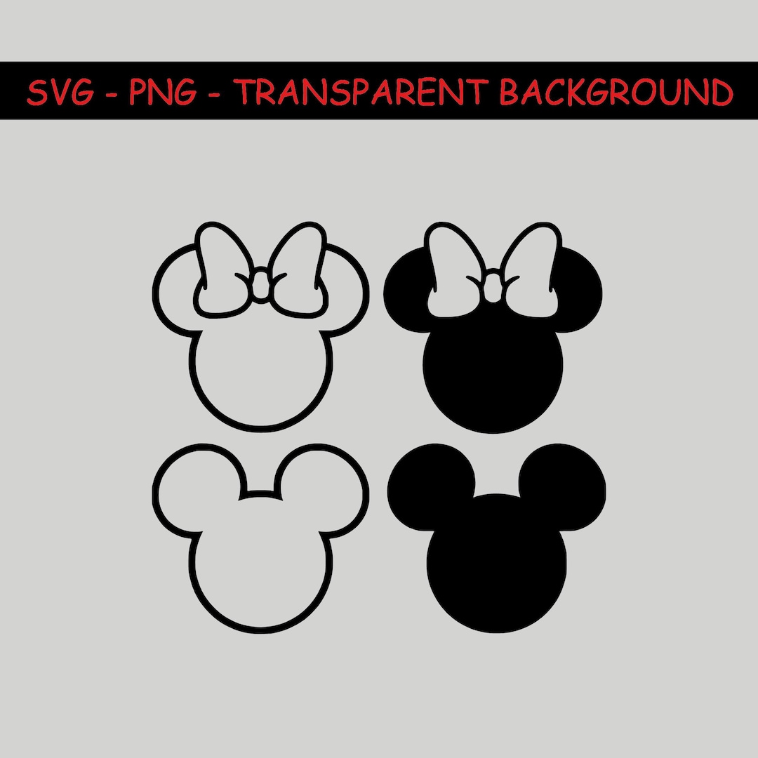 Mickey Head, Minnie Head, Mickey Outline, Minnie Outline, Couple Shirt ...