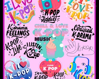 K-POP PNG Designs - I love K-Pop - Instant download