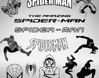 Clipart de contorno do Homem-Aranha, 12 PNG e 12 SVG - Download instantâneo