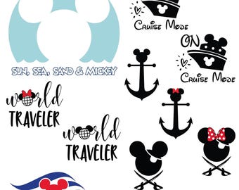 Mickey and Minnie, Mickey Marine, Minnie Marine, Mickey Cruise Trip, Captain Mickey, Cruise Squad - 10 SVG & 10 PNG Files, Instant Download