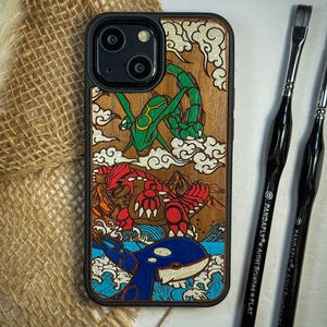 Japanese Monster Anime Cartoon Legendary  Wood Phone Case for iPhone, Samsung, and Google Pixel