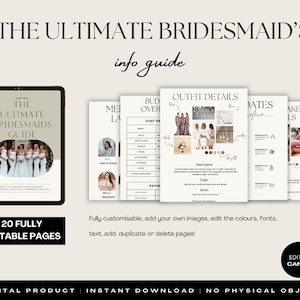 Bridesmaid Info guide | Bridesmaid Template | Wedding Day Timeline | Wedding Checklist | Bridesmaid Guide  | Bridesmaid roles