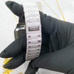 Moissanite Diamond Iced Out Luxury Watches, Fully Automatic Hip Hop Buss Down Watch Two Tone(Yellow)