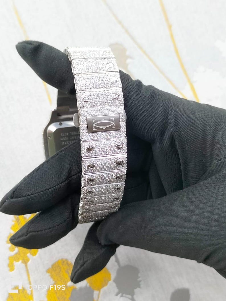 Moissanite Diamond Iced Out Luxury Watches, Fully Automatic Hip Hop Buss Down Watch Two Tone(Yellow)