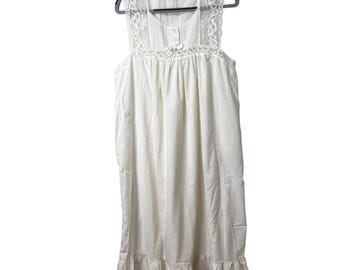Camisola vintage Gilead de renda branca, estilo cottagecore campestre, fabricada nos EUA | Tamanho G