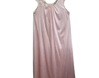 Vandemere Blush Pink Satin Maxi Nightgown | Made in USA | 1970s–80s | ~ Med